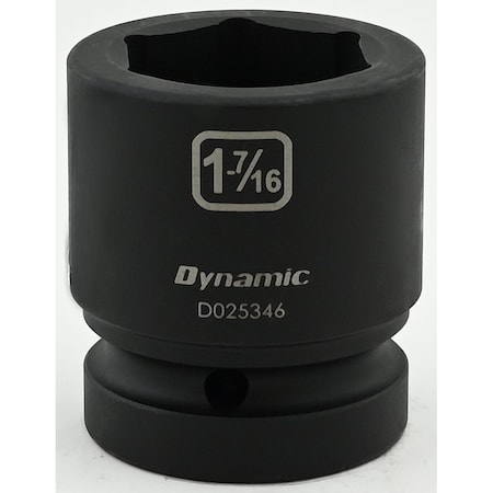 Dynamic 1" Drive Standard Socket, Black Phosphate, Tools 1-7/16" X 1" Drive, 6 Point Standard Length D025346